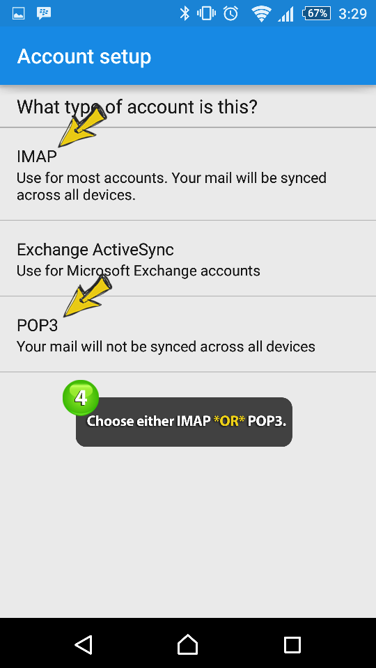 how to set easyMail on android