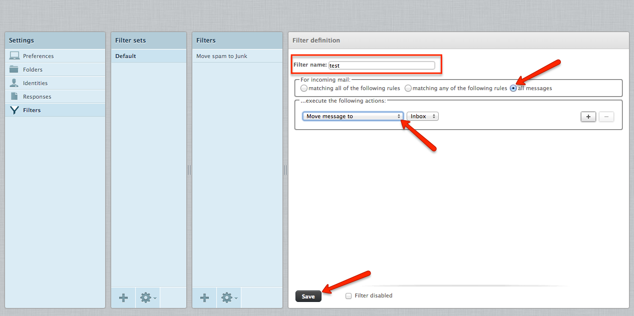 easyMail webmail filters with easyDNS