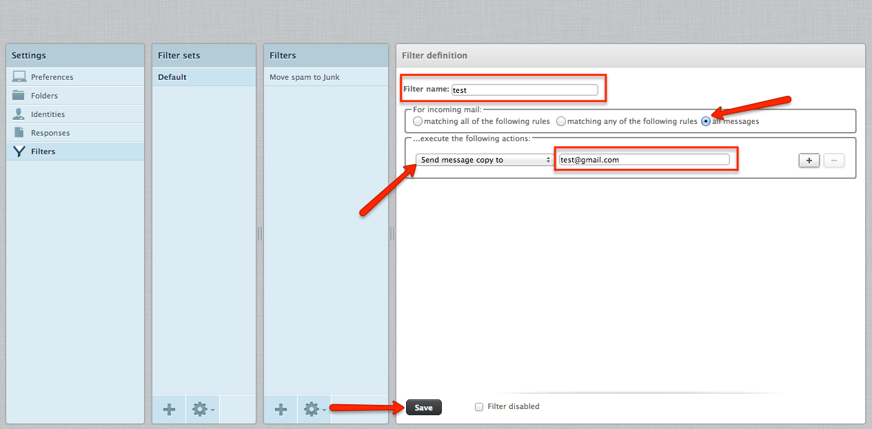 easyMail webmail filters with easyDNS