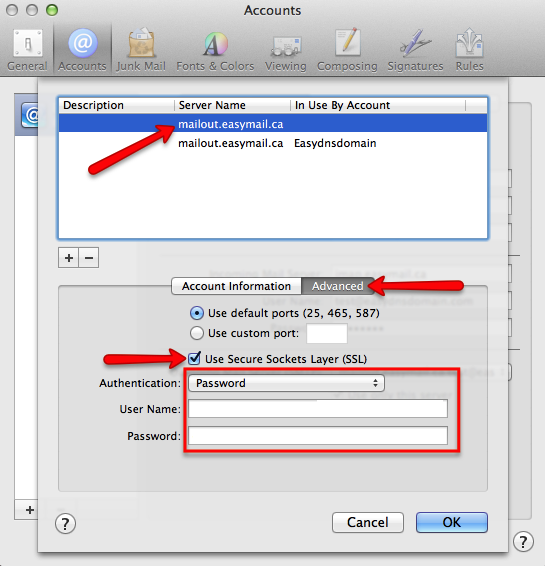 how to setup easyMail on Mac