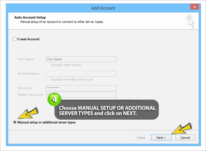 how to setup easyMail on outlook 2013