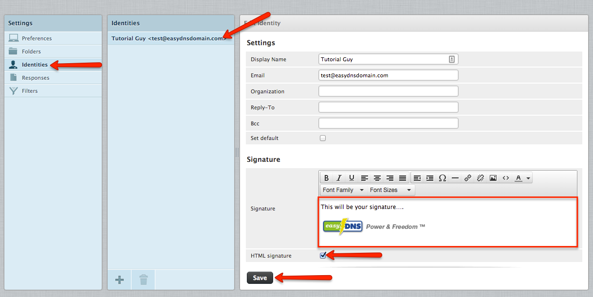 easyMail webmail signatures with easyDNS